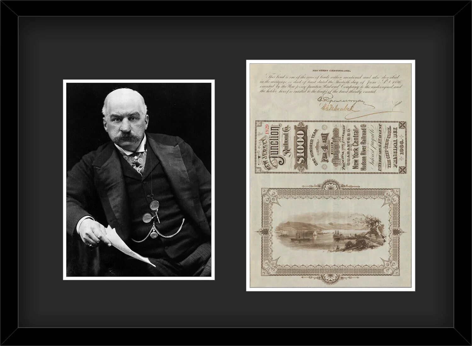1886 John Pierpont J.P. Morgan Signed Railroad Stock Certificate. Autographed