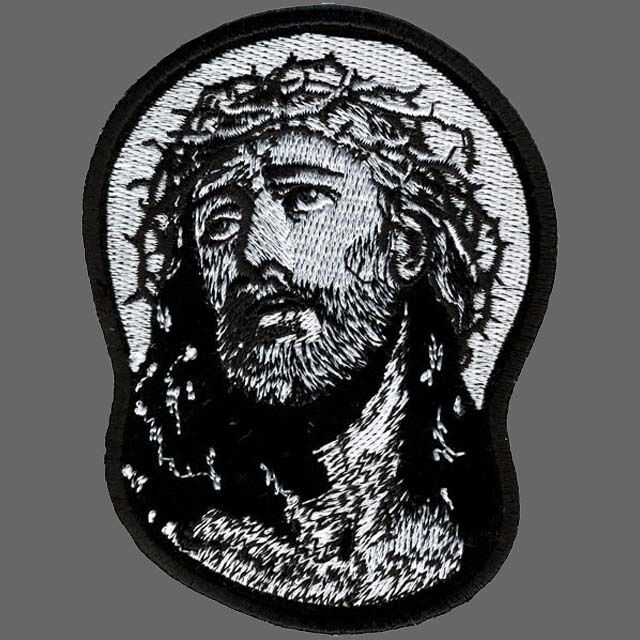 JESUS in Crown of Thorns Christian EMBROIDERED IRON ON PATCH BY MILTACUSA