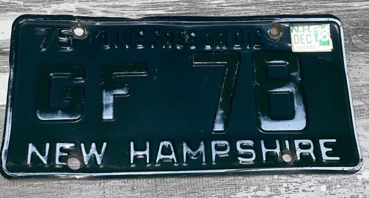 VINTAGE 1975 GREEN NEW HAMPSHIRE NH AUTO LICENSE PLATE GF 78