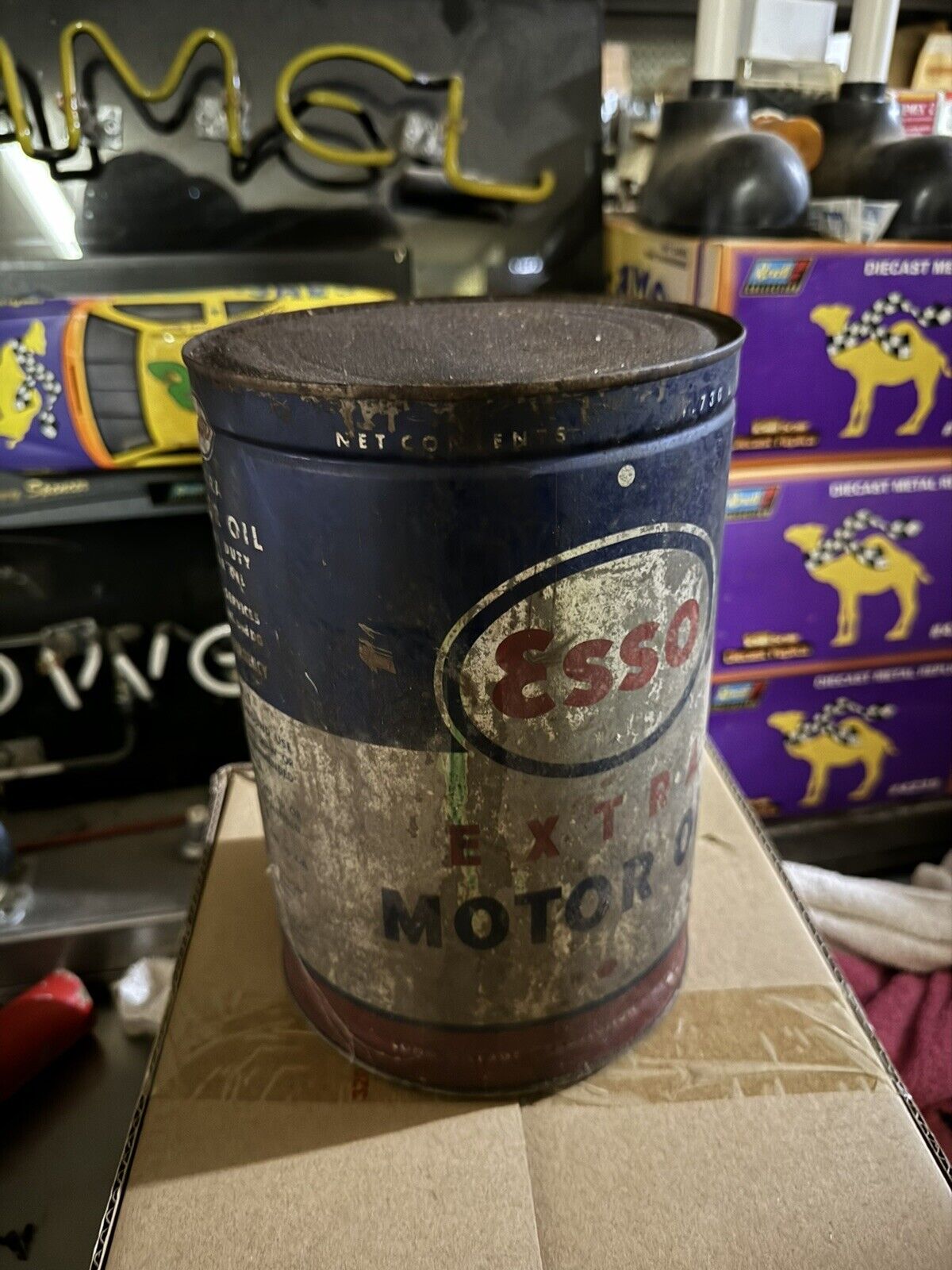 Vintage Antique Esso Extra 5 Quart Motor Oil Can Empty 