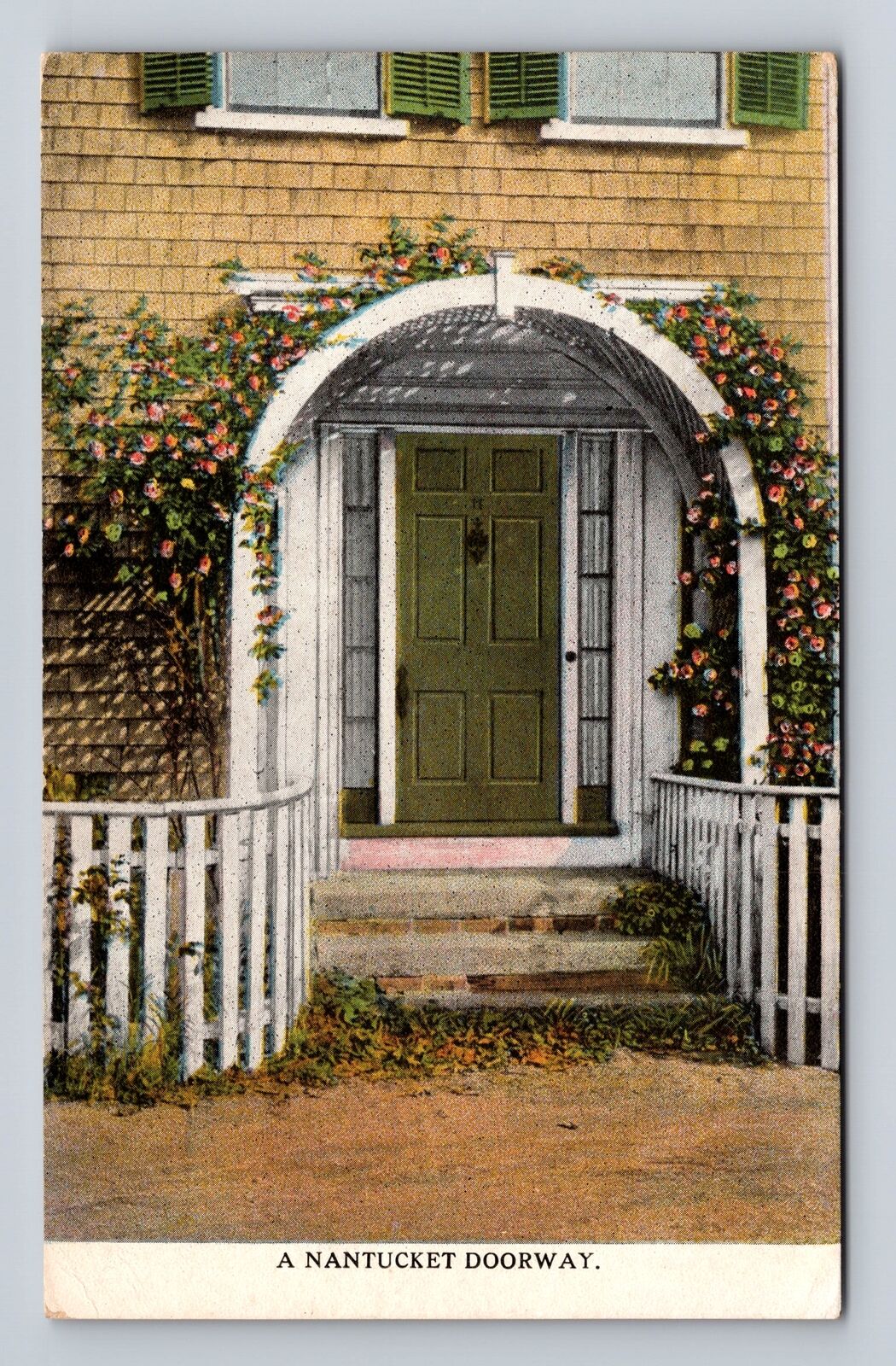 Nantucket MA-Massachusetts, A Nantucket Doorway, Antique, Vintage Postcard
