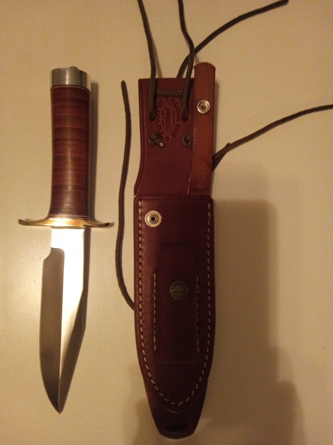 Original Randall-Made Knife. Stacked Leather handle. 10.5\'\' w/5.5\'\' Blade. \