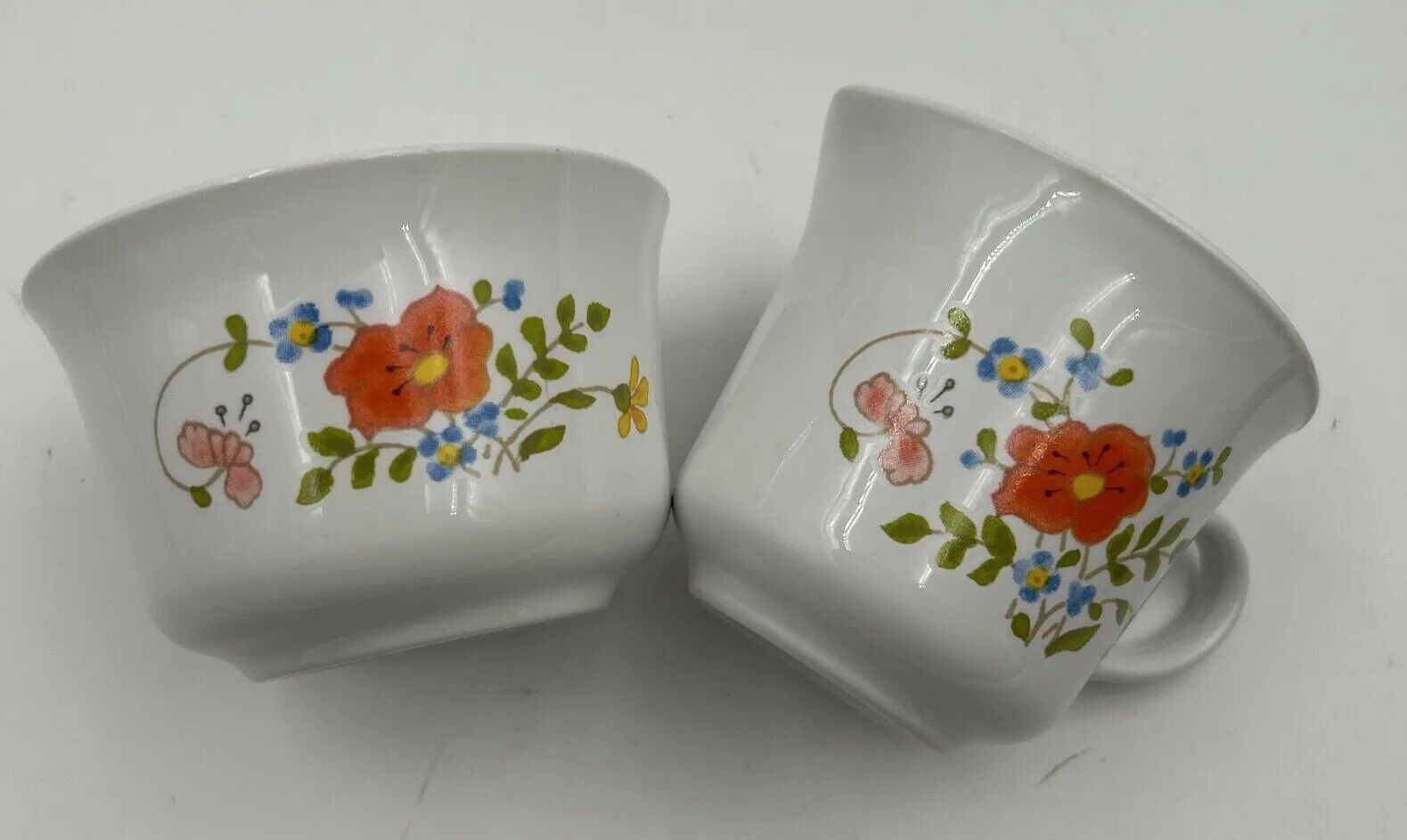 Vintage Corelle by CORNING Wildflower Orange Floral Creamer Cream Sugar Bowl Set