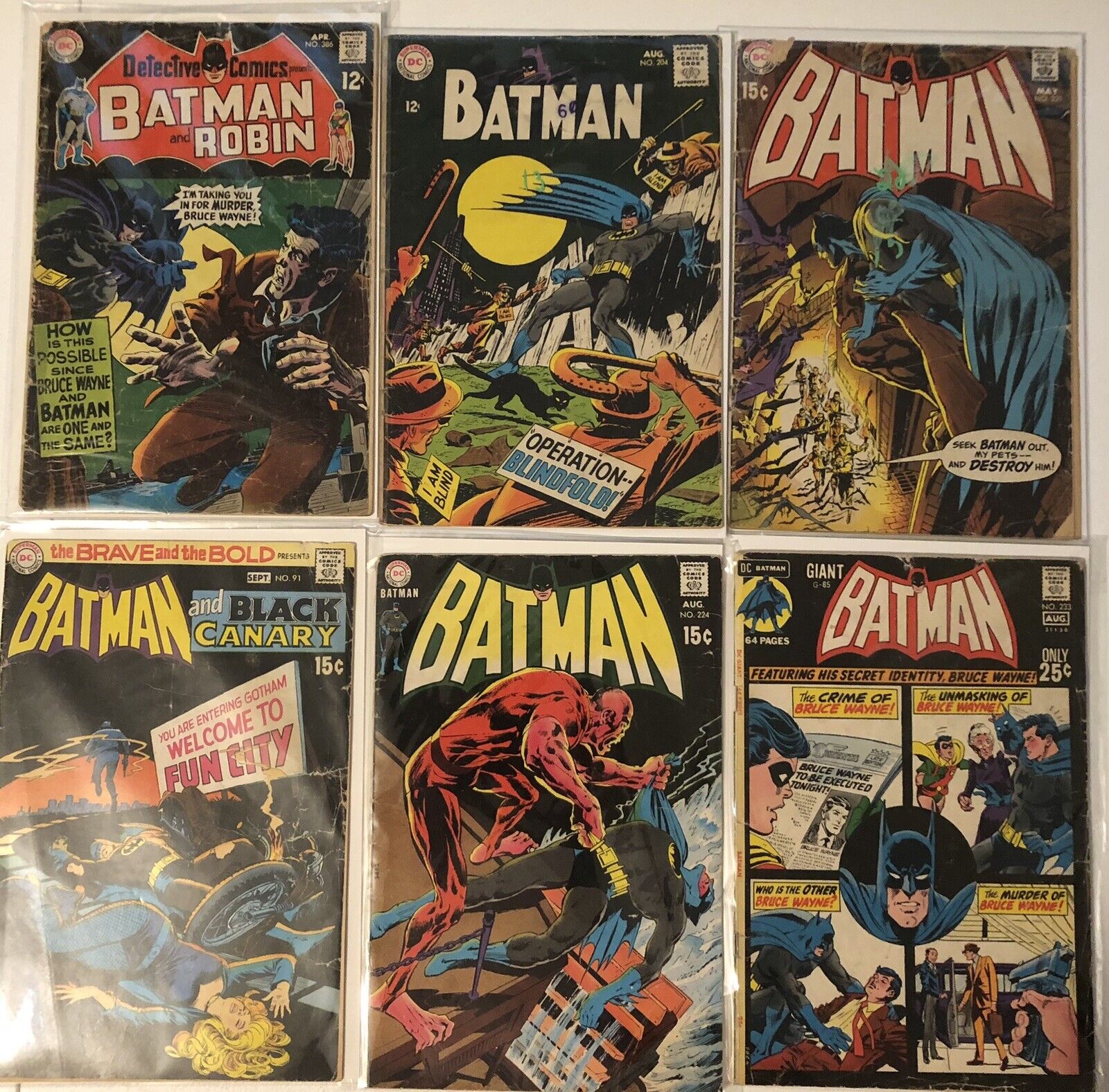 Lot of (7) Batman #204, 221,224,233 Batman&Robin 386/ Batman&Black Canary 91