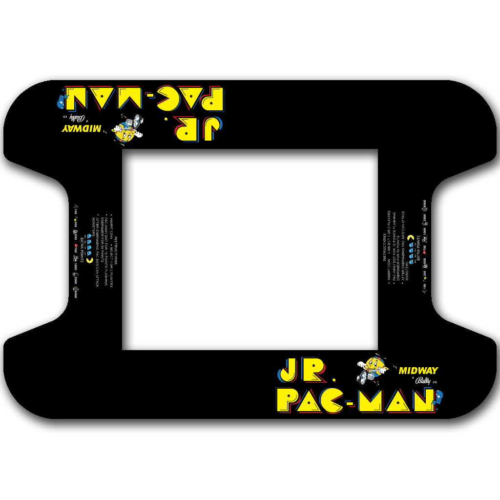 Jr. Pac-Man Arcade Cocktail Adhesive Underlay Sticker Decal Kit