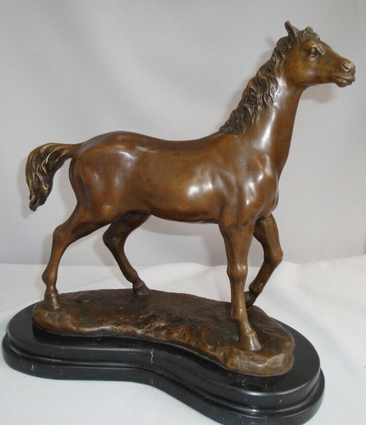 Art Deco Style Art Nouveau Solid Bronze Animal Horse Sculpture Statue
