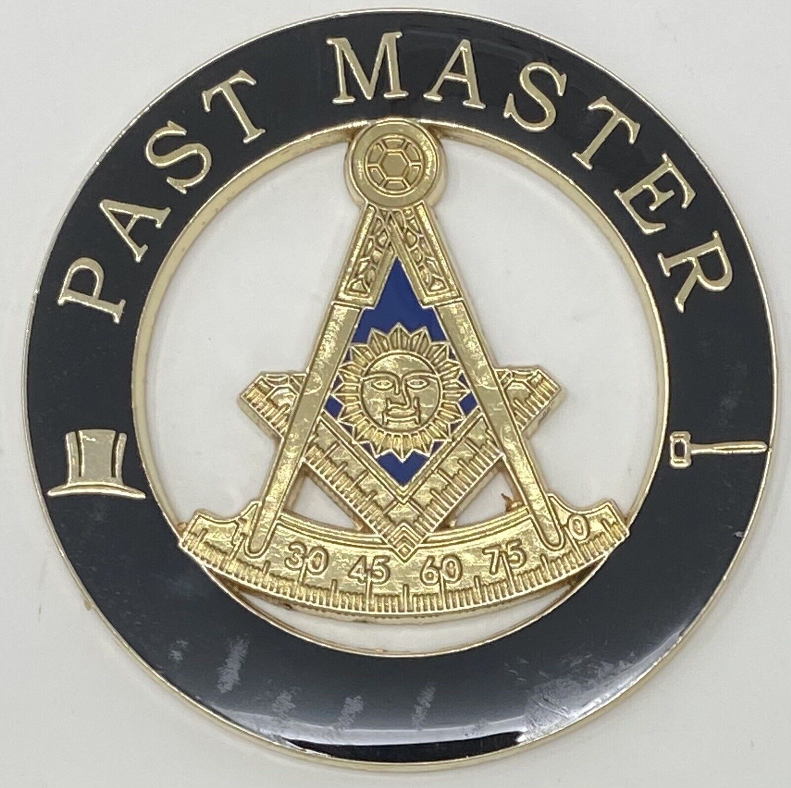 New Freemason Past Master Cut-Out Car Emblem with Square in Black