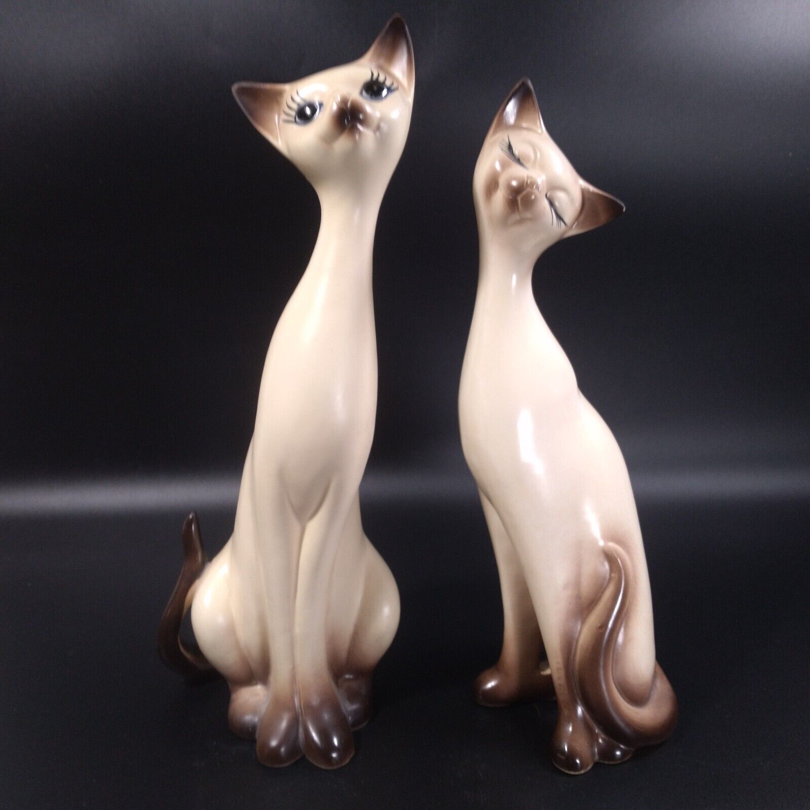 National Potteries Napco Siamese Cat Figurines Pair 14