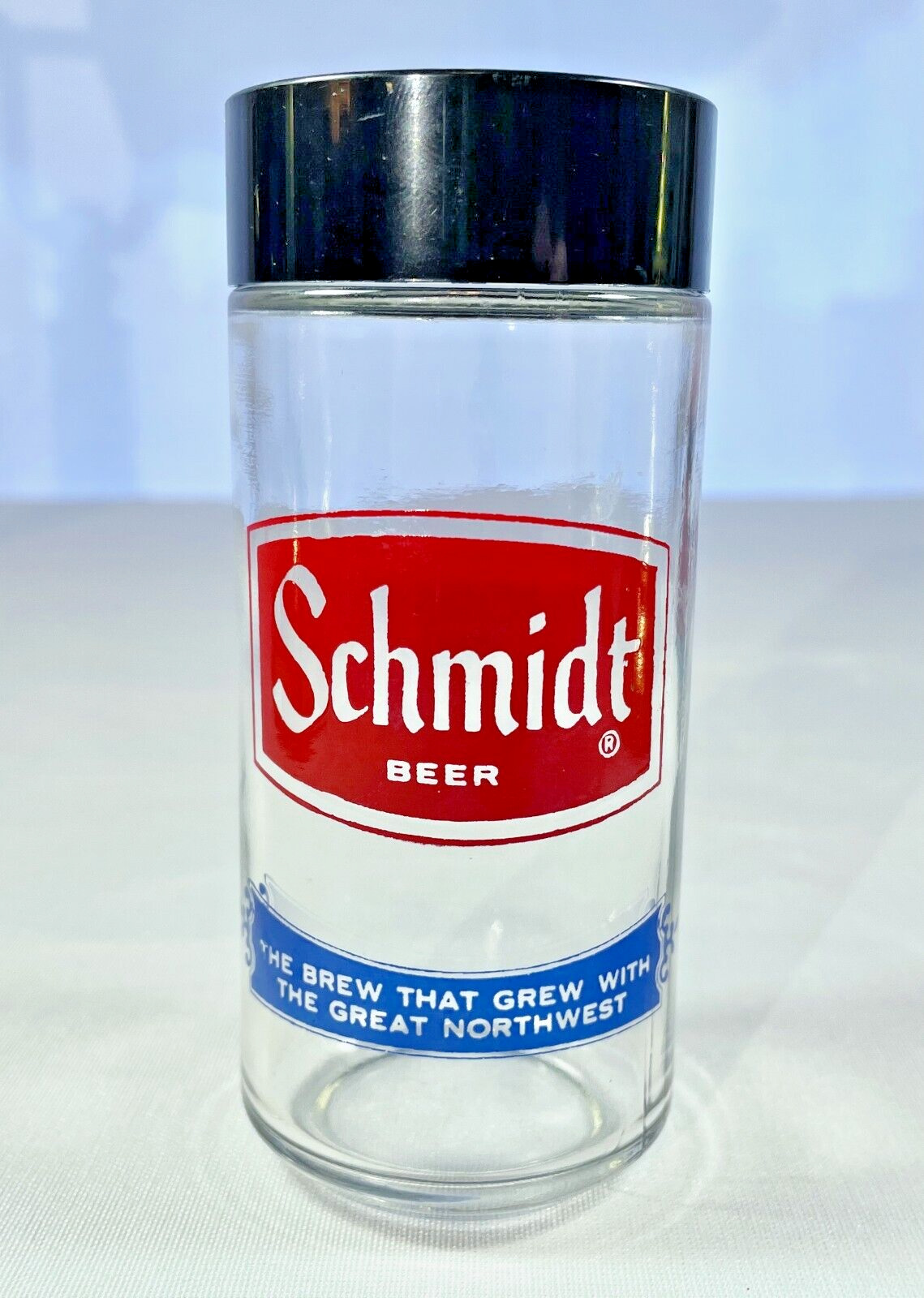 Vtg SCHMIDT BEER GLASS SALT SHAKER ~ Brew That Grew w/ The Great Northwest VGC