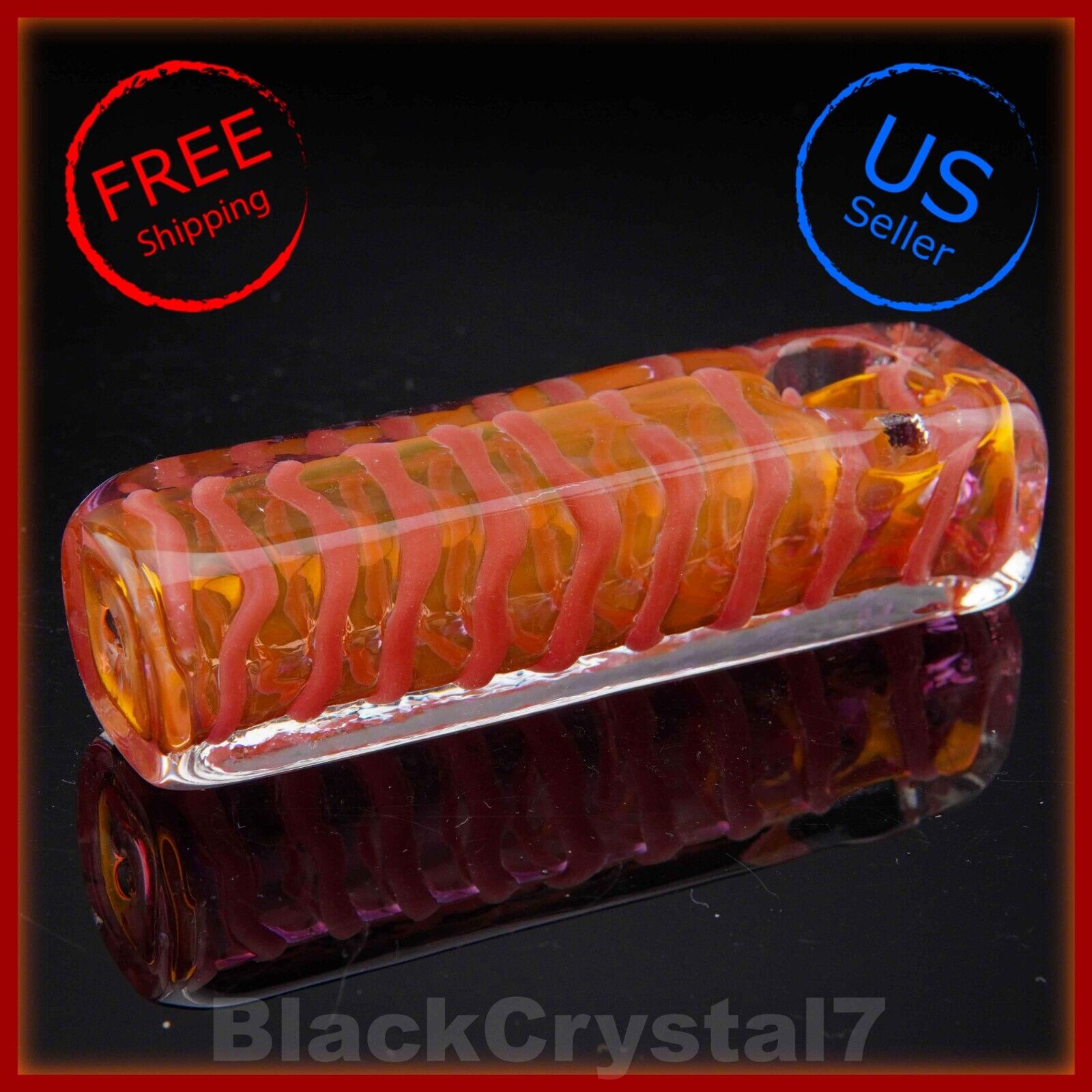 4.25 in Handmade Mellow Red Square Rectangle Tobacco Smoking Bowl Glass Pipes