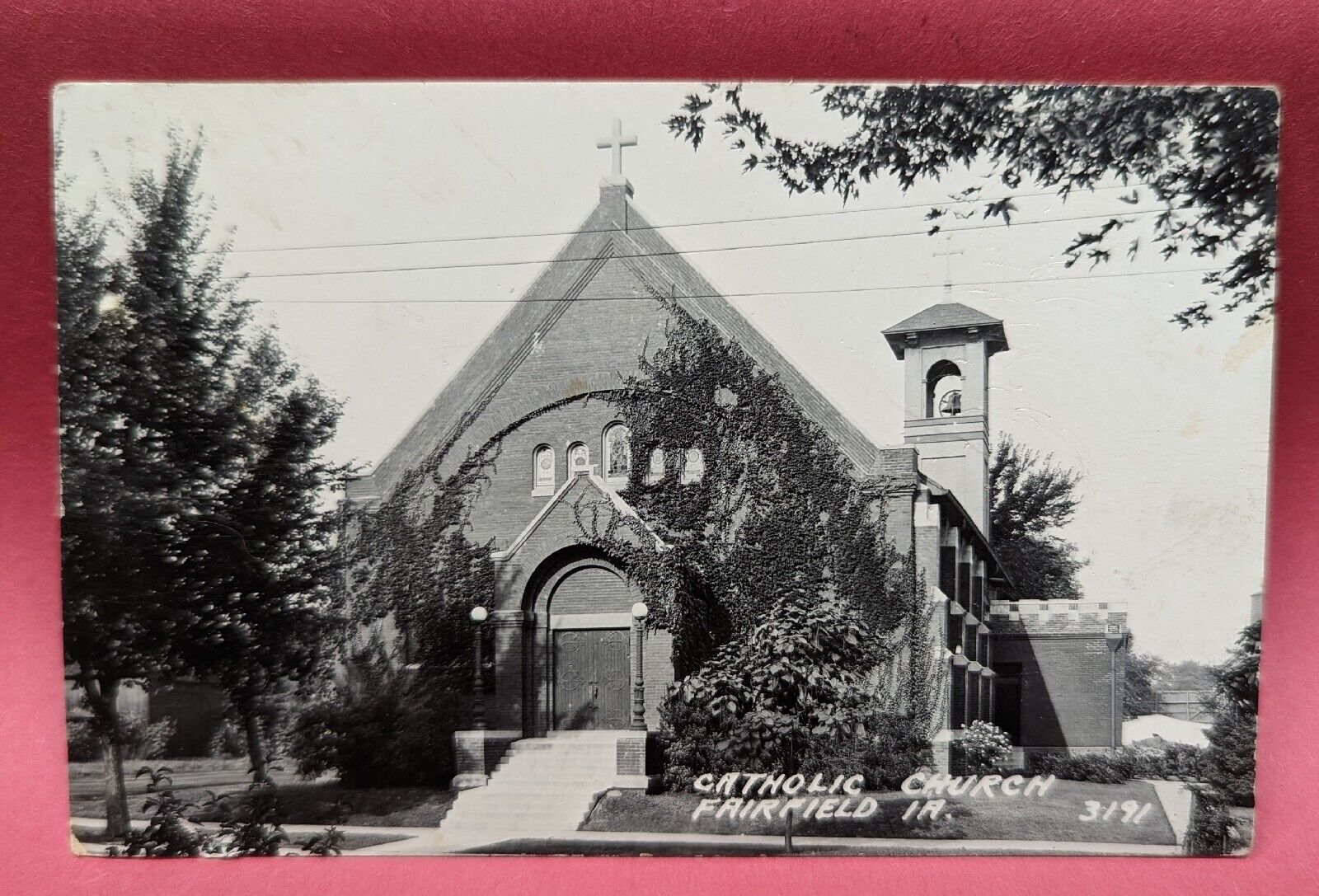 Catholic Church Fairfield Iowa Vintage RPPC Postcard