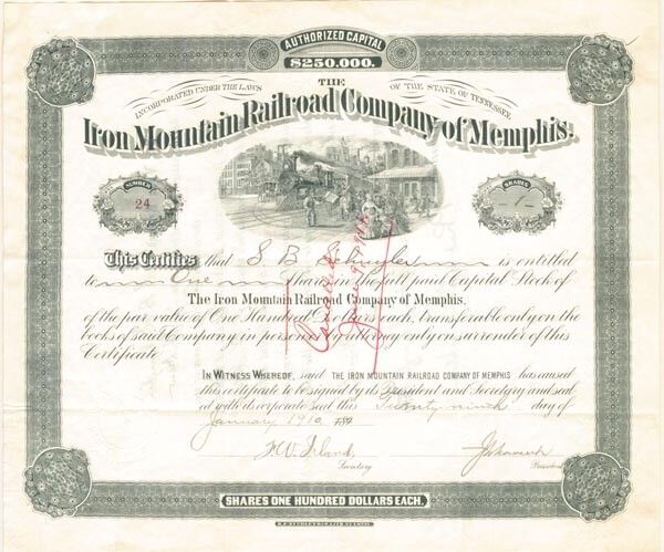Iron Mountain Railroad Co. of Memphis - Railroad Stocks