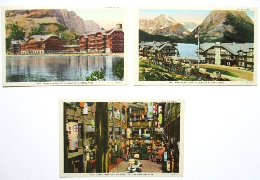 Many Glacier Hotel Postcards - Glacier National Park Montana - Unused - Set of 3
