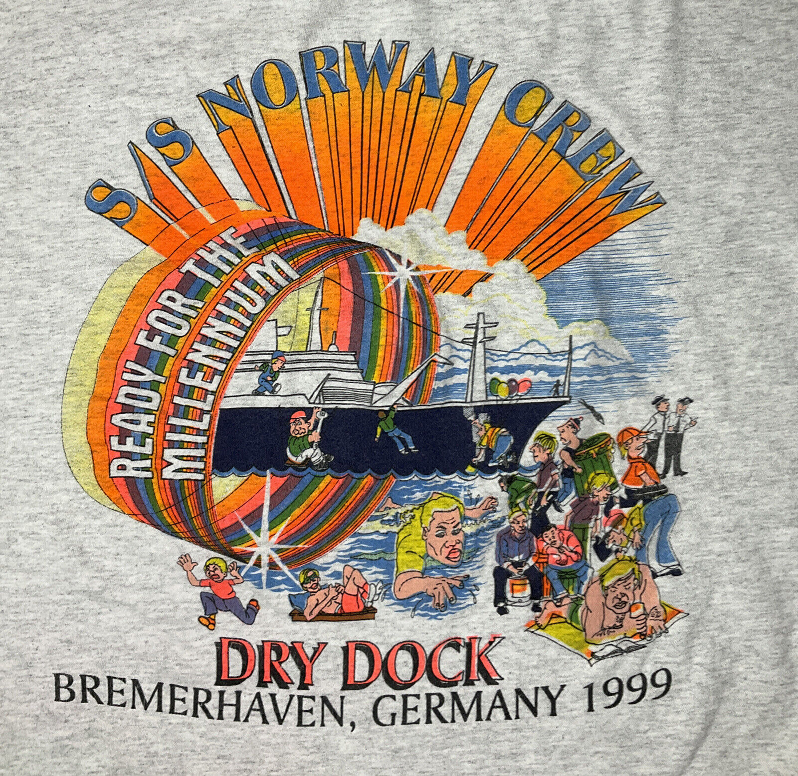 Vintage SS Norway Crew Cruise Ship T-Shirt 1999 Ready For The Millennium 2XL