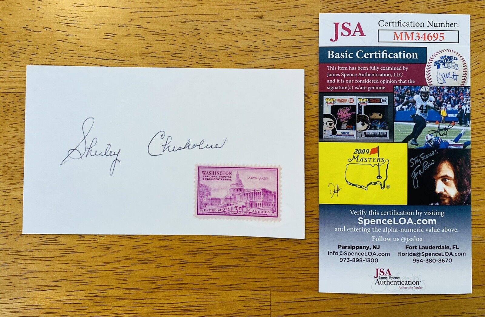 Shirley Chisholm Signed Autographed 3x5 Card JSA Cert First Black Congresswoman