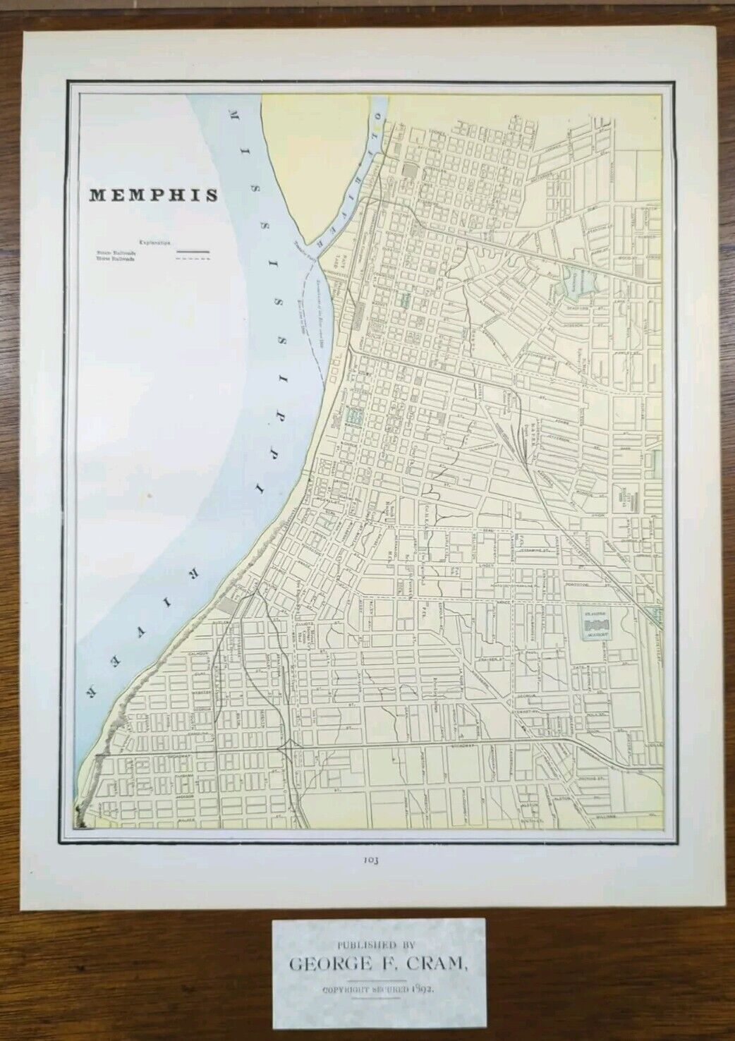 Vintage 1894 MEMPHIS TENNESSEE Map 11\