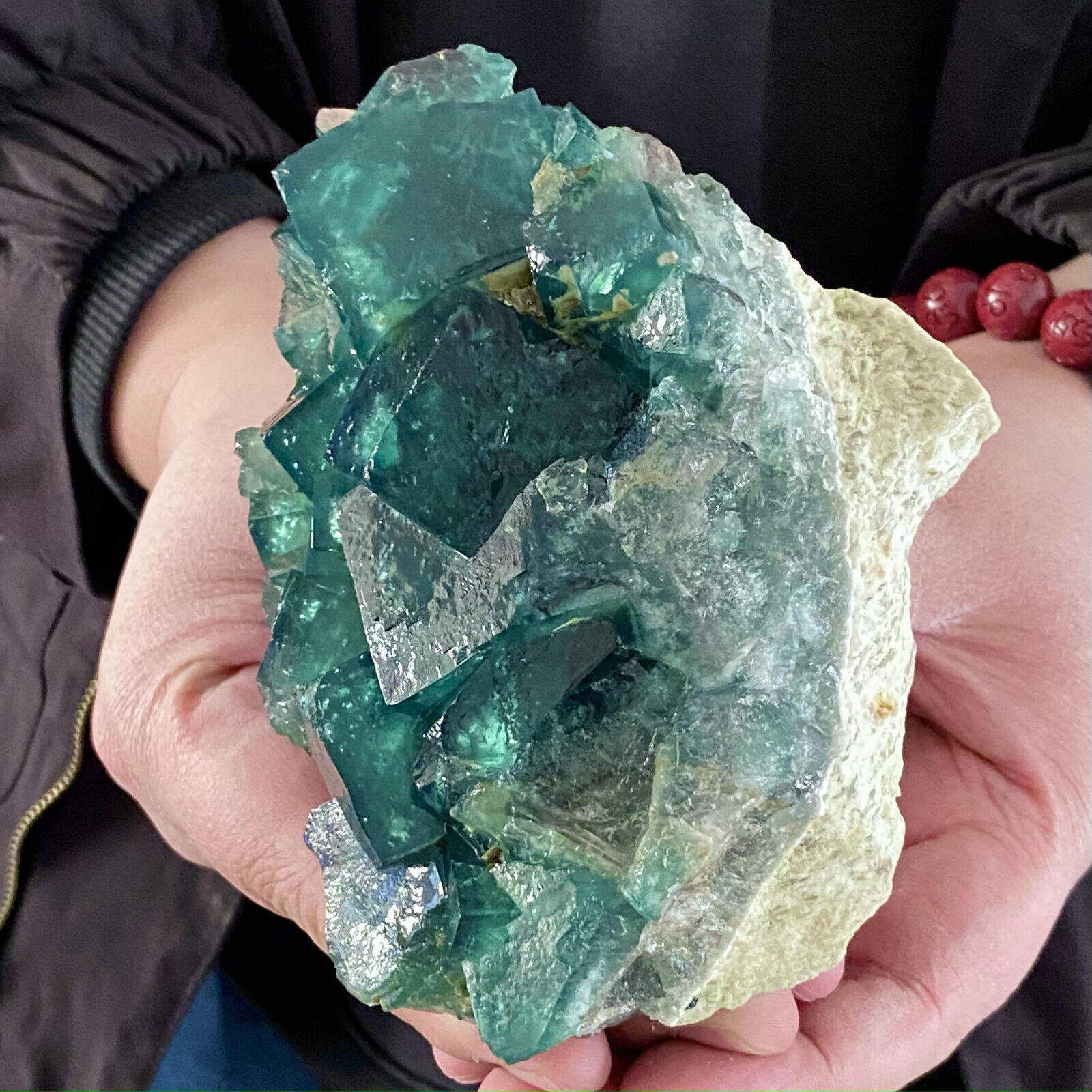 1.45LB NATURAL Green FLUORITE Quartz Crystal Cluster Mineral Specimen