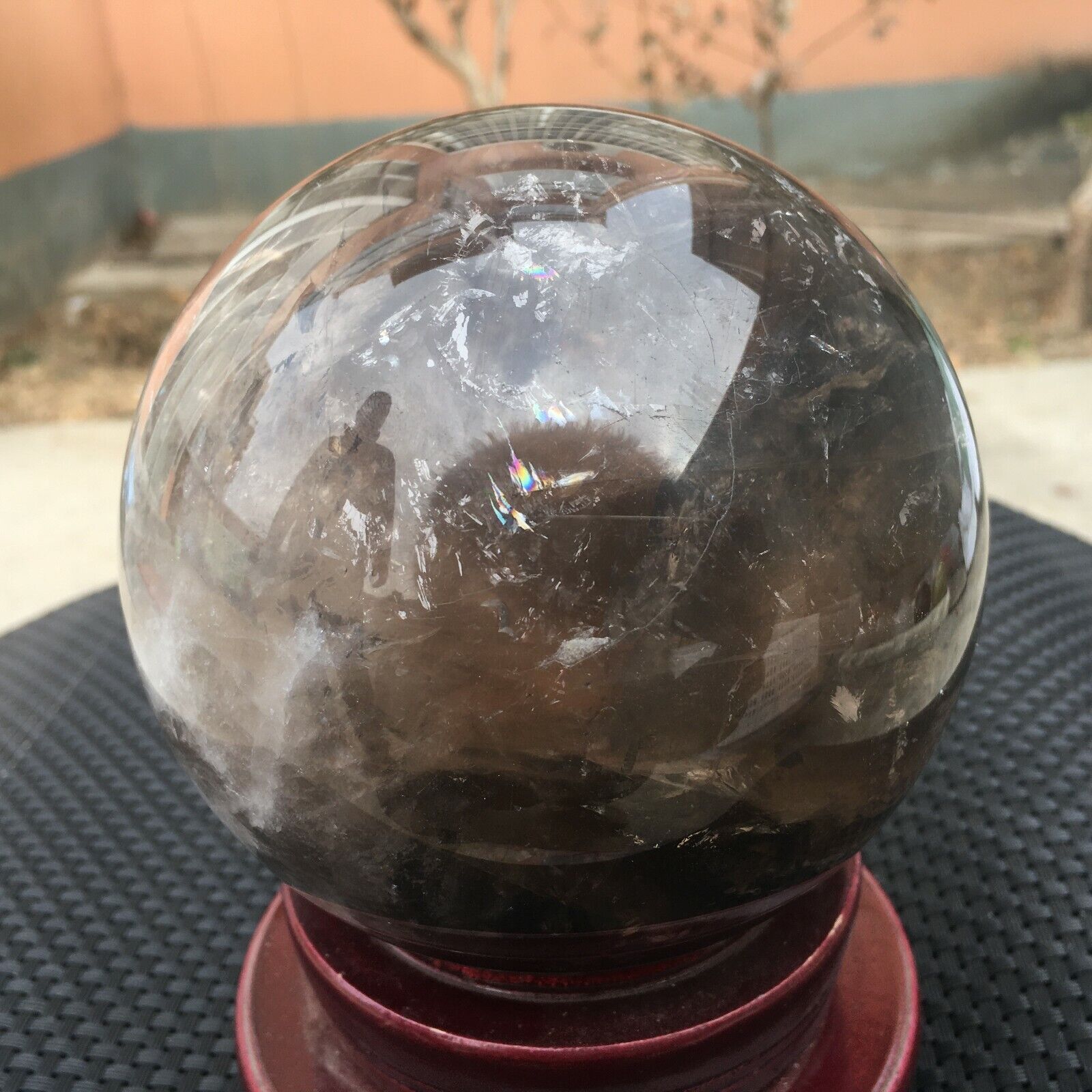 4.81LB Natural smokey Quartz Sphere Crystal Ball Reiki Healing ball 116mm ATE826