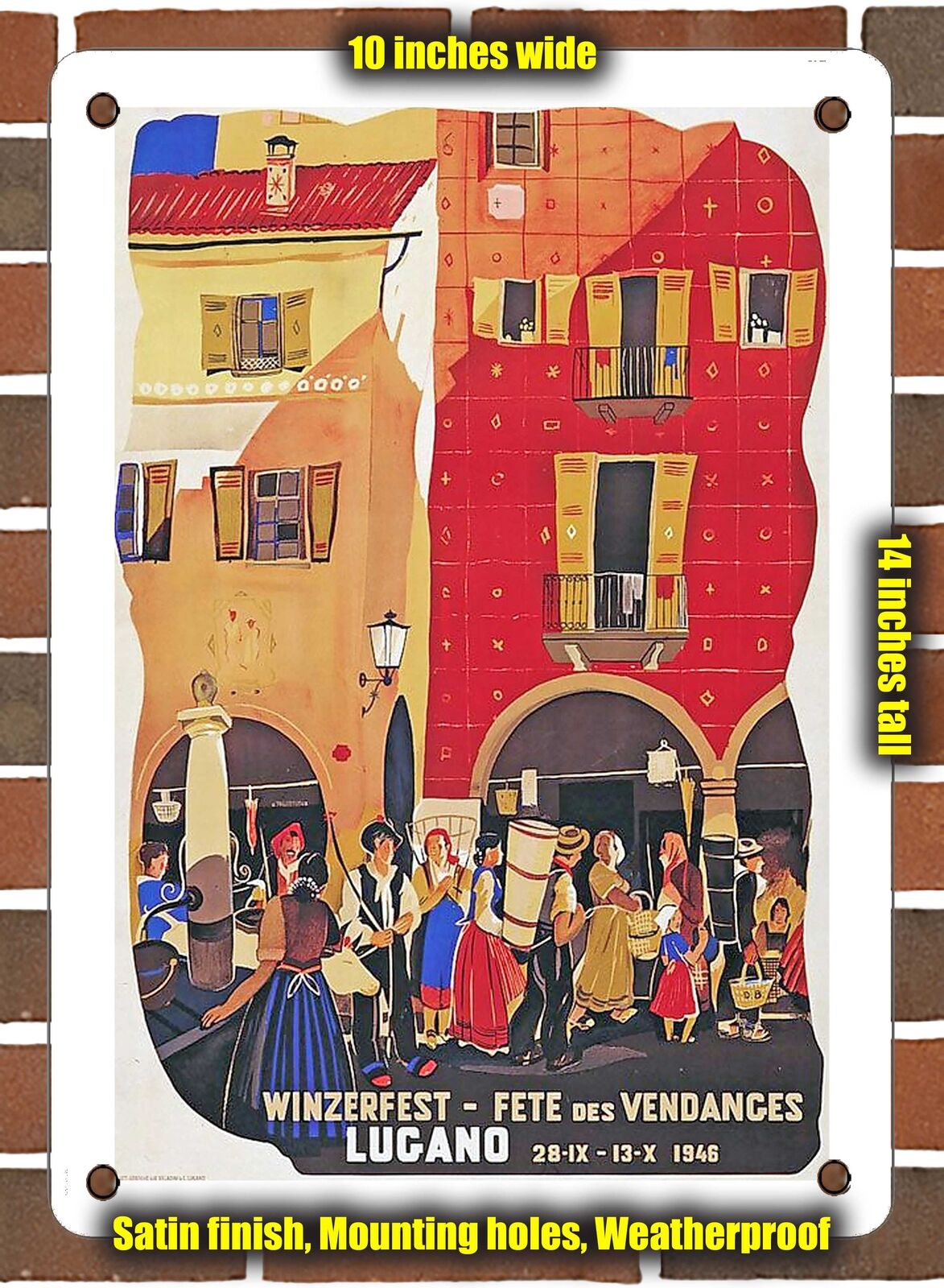 METAL SIGN - 1946 Wine festival, Lugano - 10x14 Inches