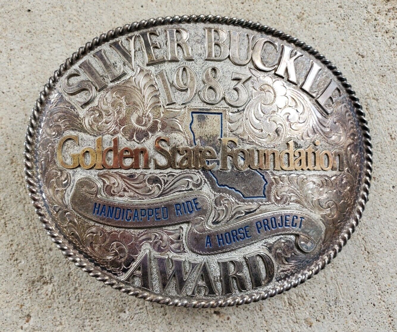 Vintage 1983 SILVERADO SILVERSMITHS Sterling Silver & Gold Filled Trophy Buckle