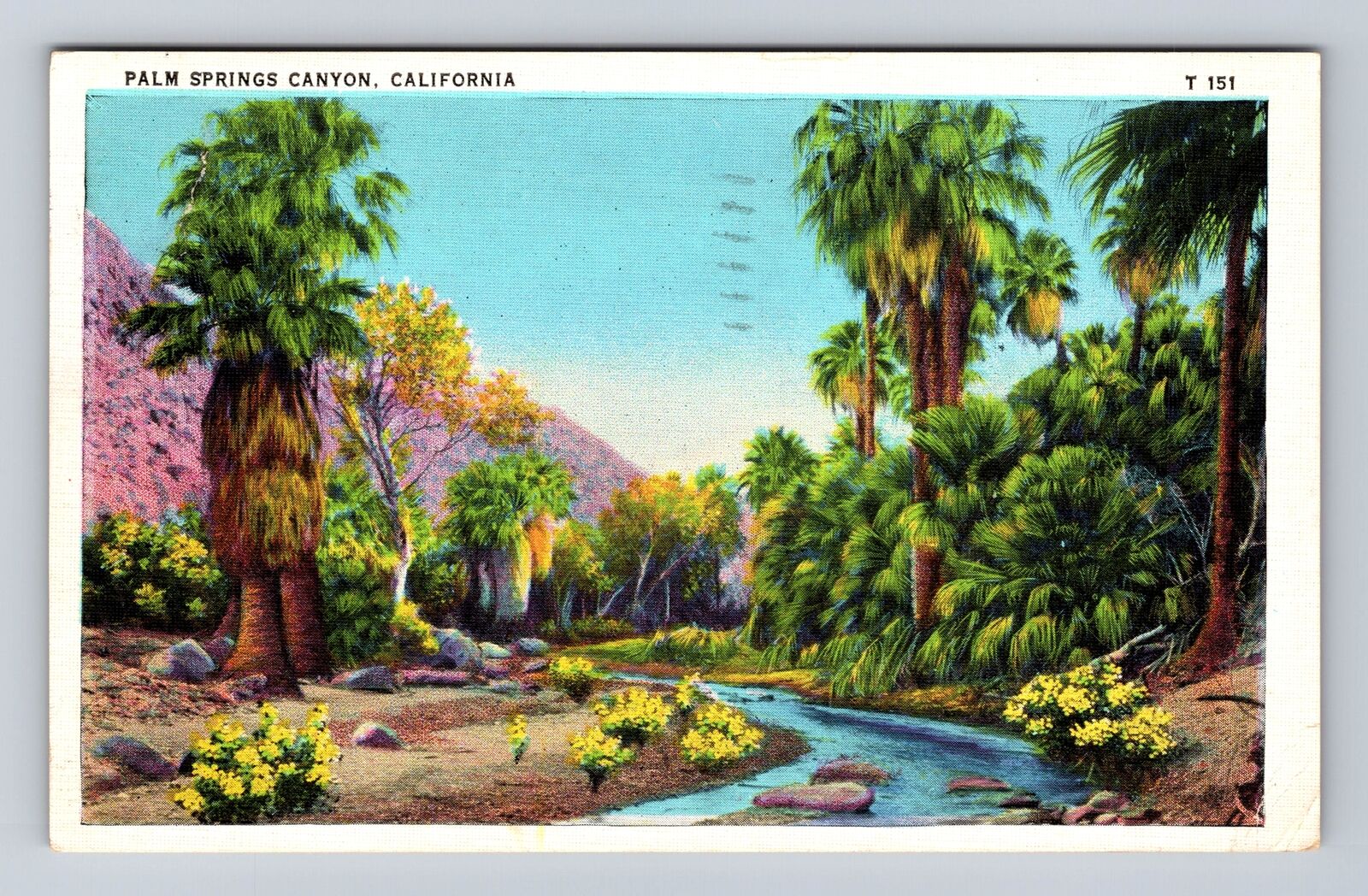 Palm Springs CA-California, Palm Springs Canyon, Antique Vintage c1936 Postcard