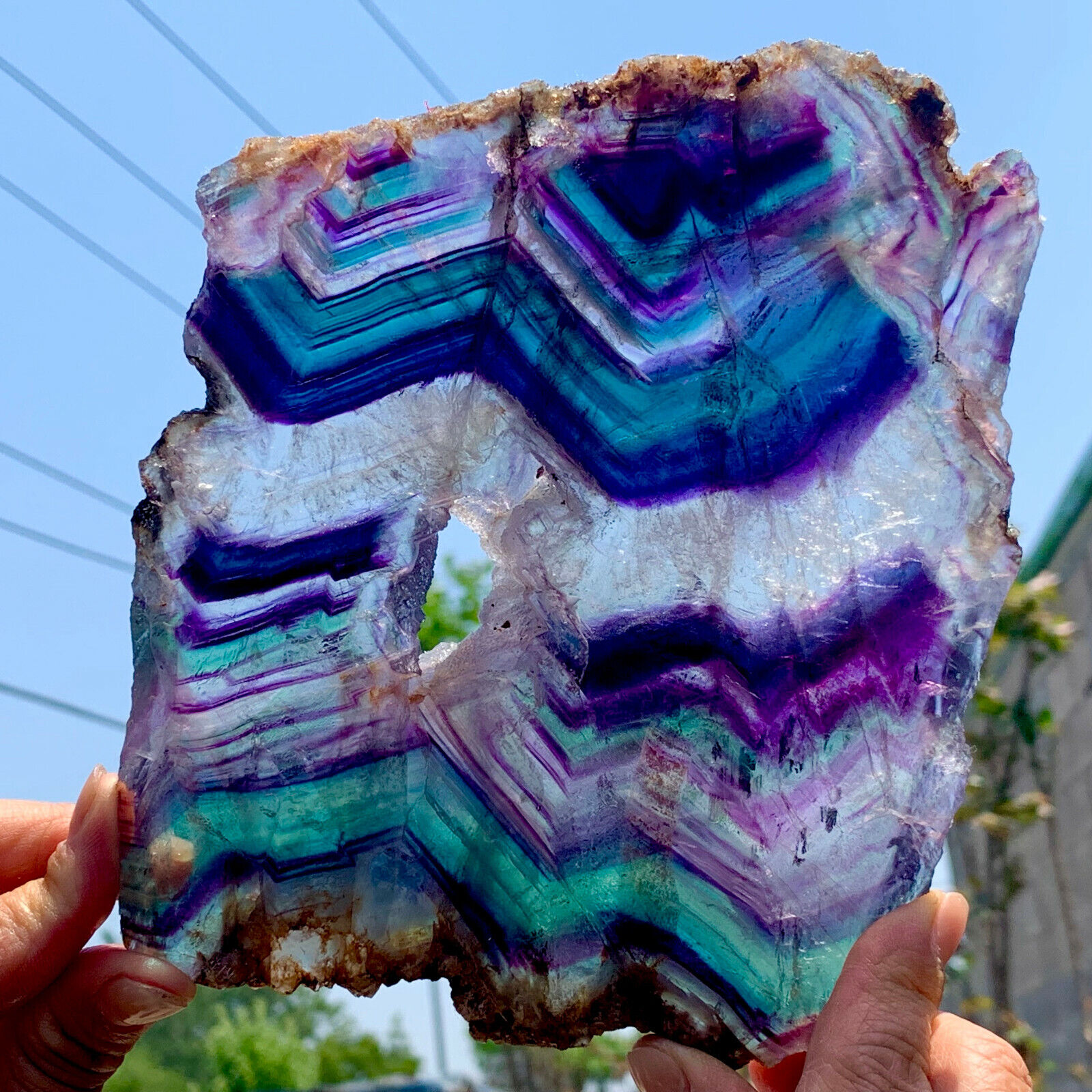 1.56LB  Natural beautiful Rainbow Fluorite Crystal Rough stone specimens  