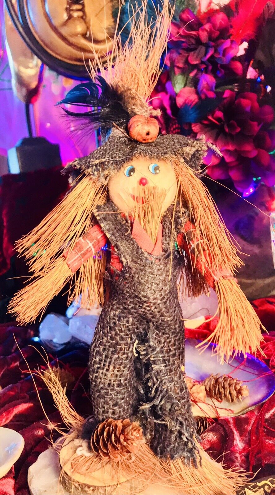 Meet Woody Bohemian Autunm Broom Scarecrow He is All Heart Sweet Vessel Doll