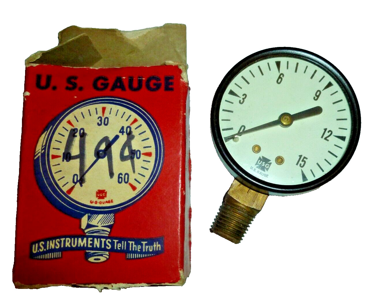 Vintage Pressure Gauge 1-1000 In Original Box US AMERICAN MACHINE  METAL Rare