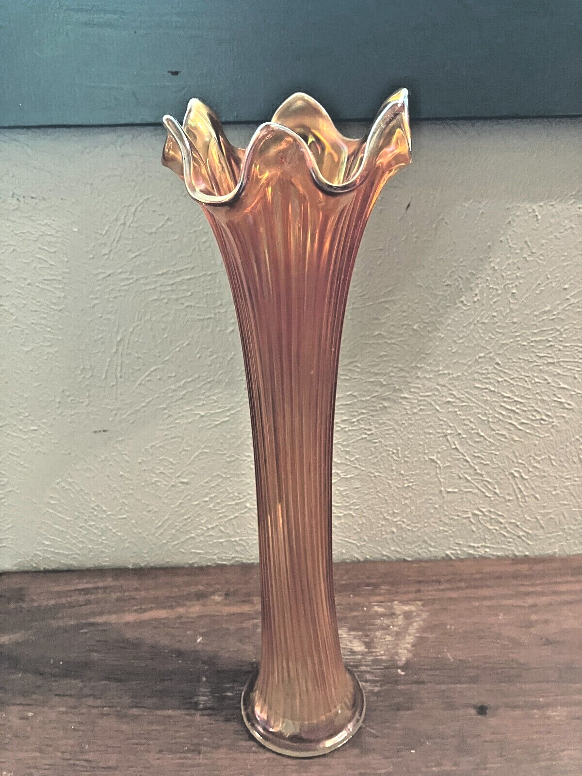 Vintage Carnival Glass Vase 12 7/8\