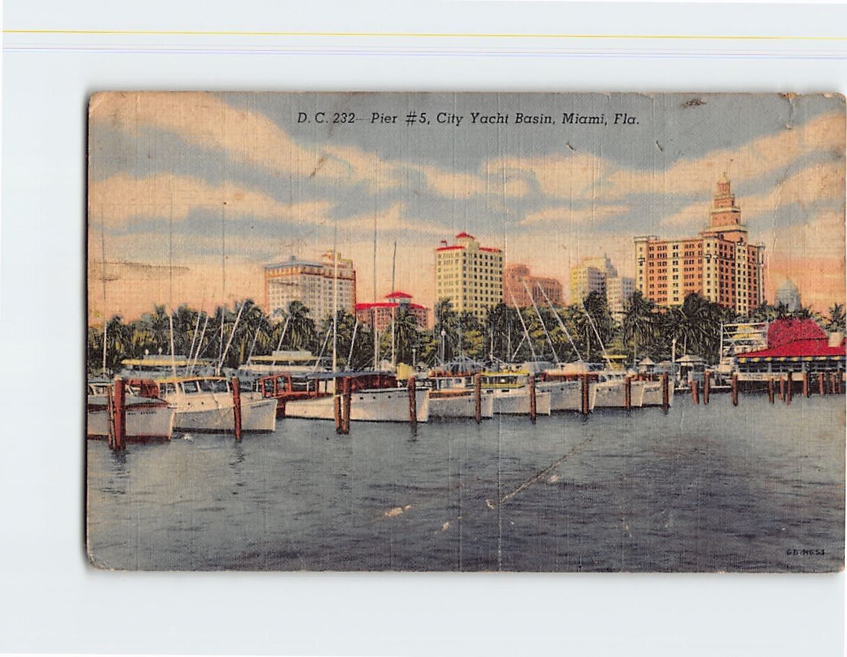 Postcard Pier No. 5 City Yacht Basin Miami Florida USA