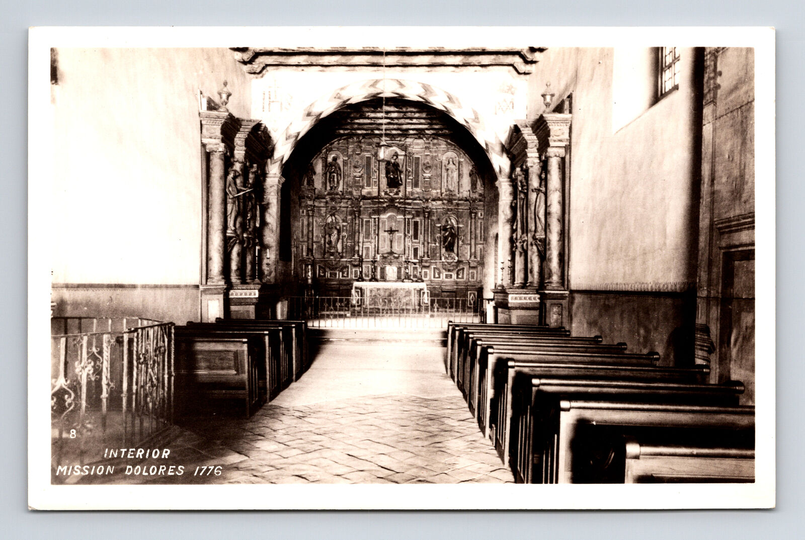 RPPC Interior & Altar Mission Delores San Francisco California CA Postcard