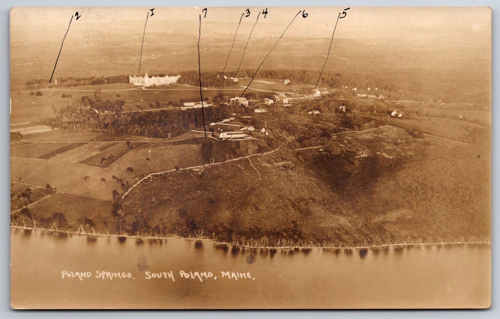 South Poland~Bldgs Id\'d~Poland Springs~Rickers Own About 6000 Acres~c1912 RPPC