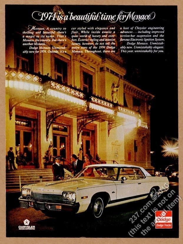 1974 Dodge Monaco car photo vintage print ad