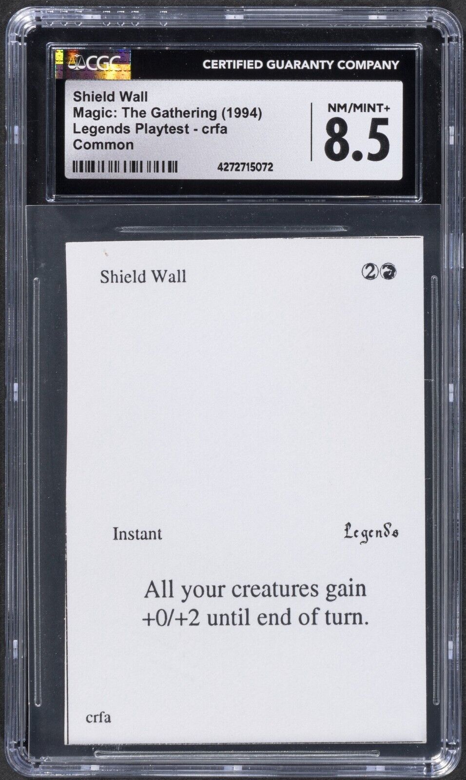 1994 Magic: The Gathering MTG Shield Wall Legends Playtest Card CGC 8.5