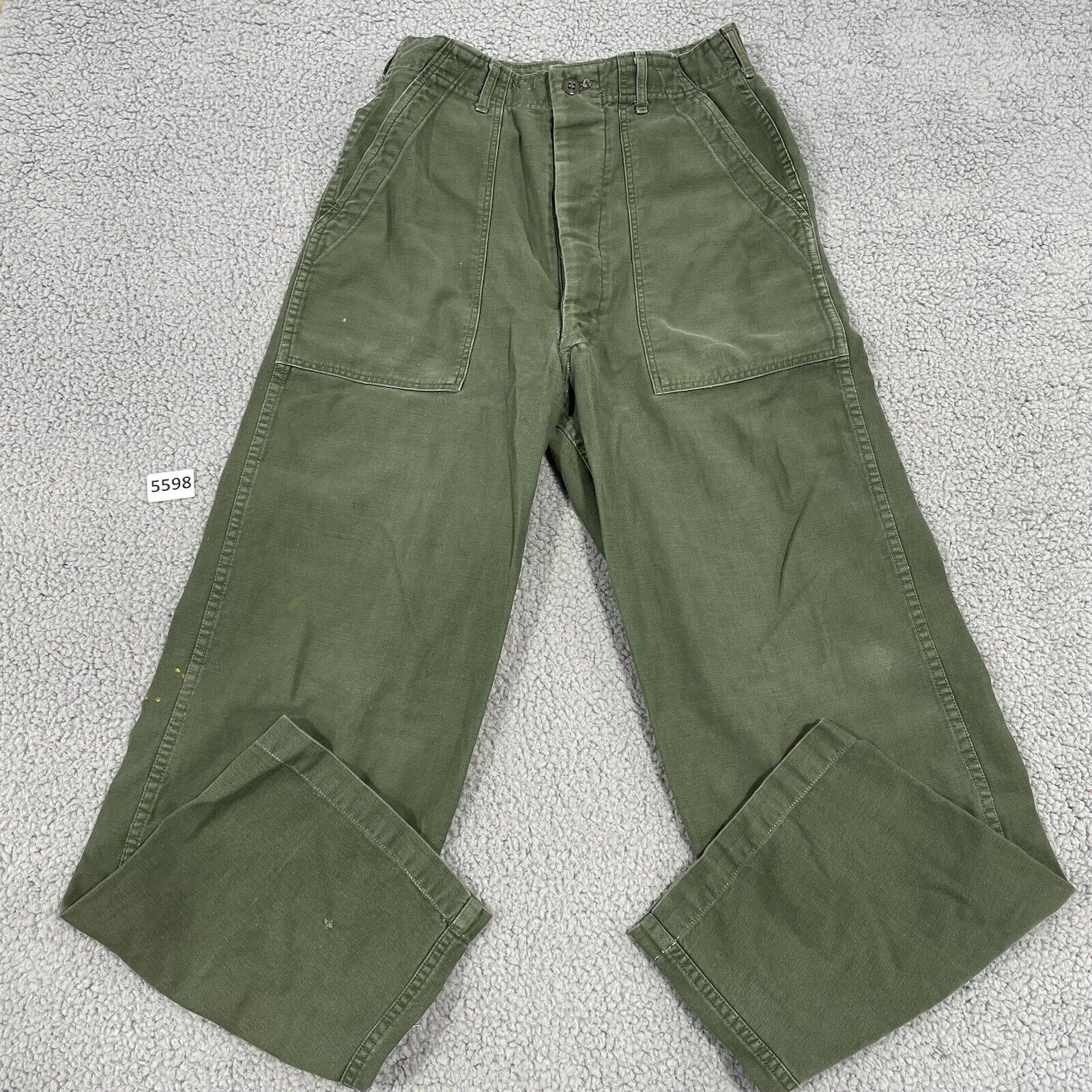 Vintage OG-107 Sateen Utility Pants Size 26 x 29 Military Green Trousers Vietnam
