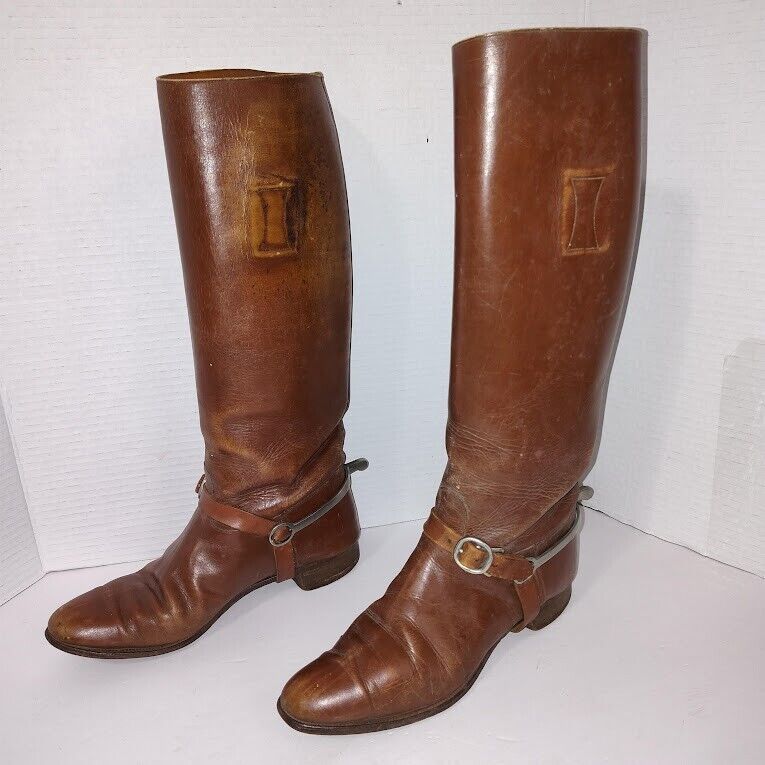 WW1 WW2 Cavalry Officers Riding Boots with Spurs  Militaria Collectible Antique