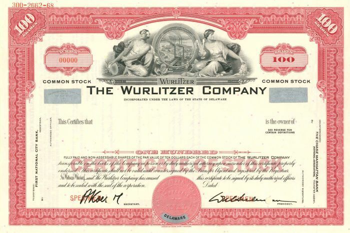 Wurlitzer Co. - Stock Certificate - Specimen Stocks & Bonds