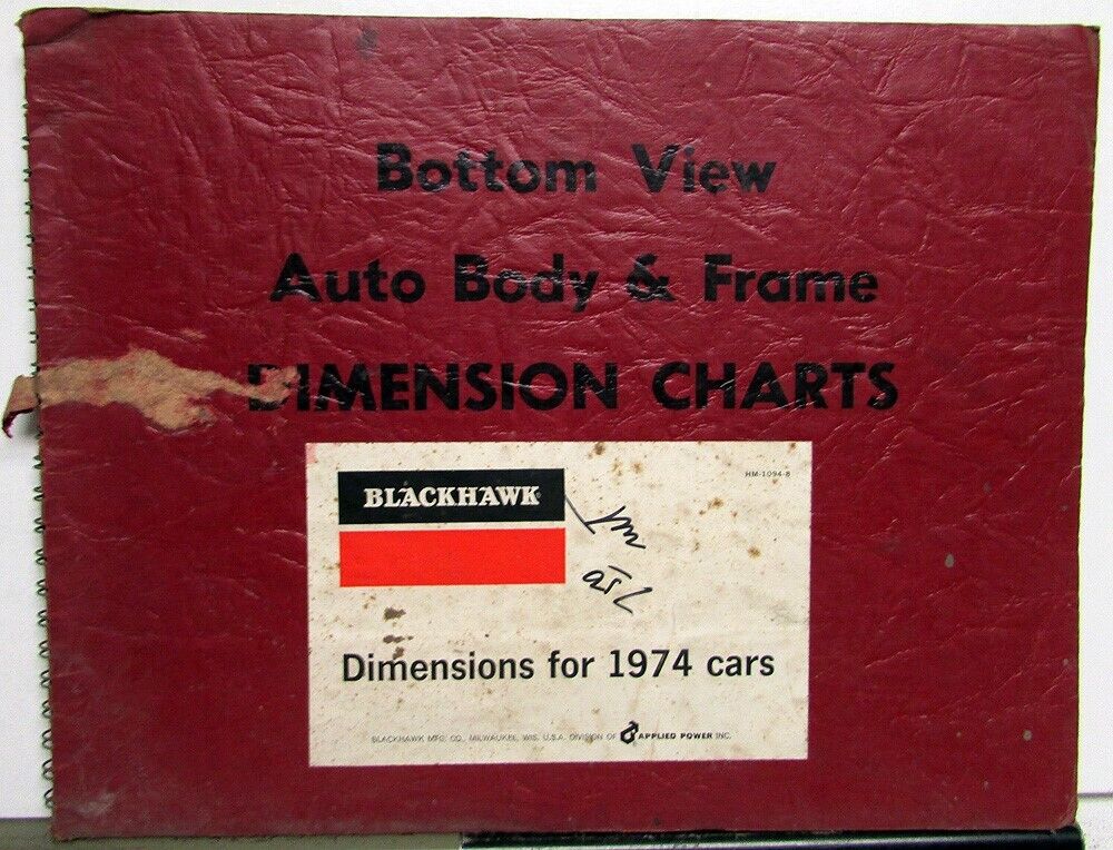 1974 Car Body Frame Dimension Chart Collision Repair GM Chevy Ford Mopar Foreign