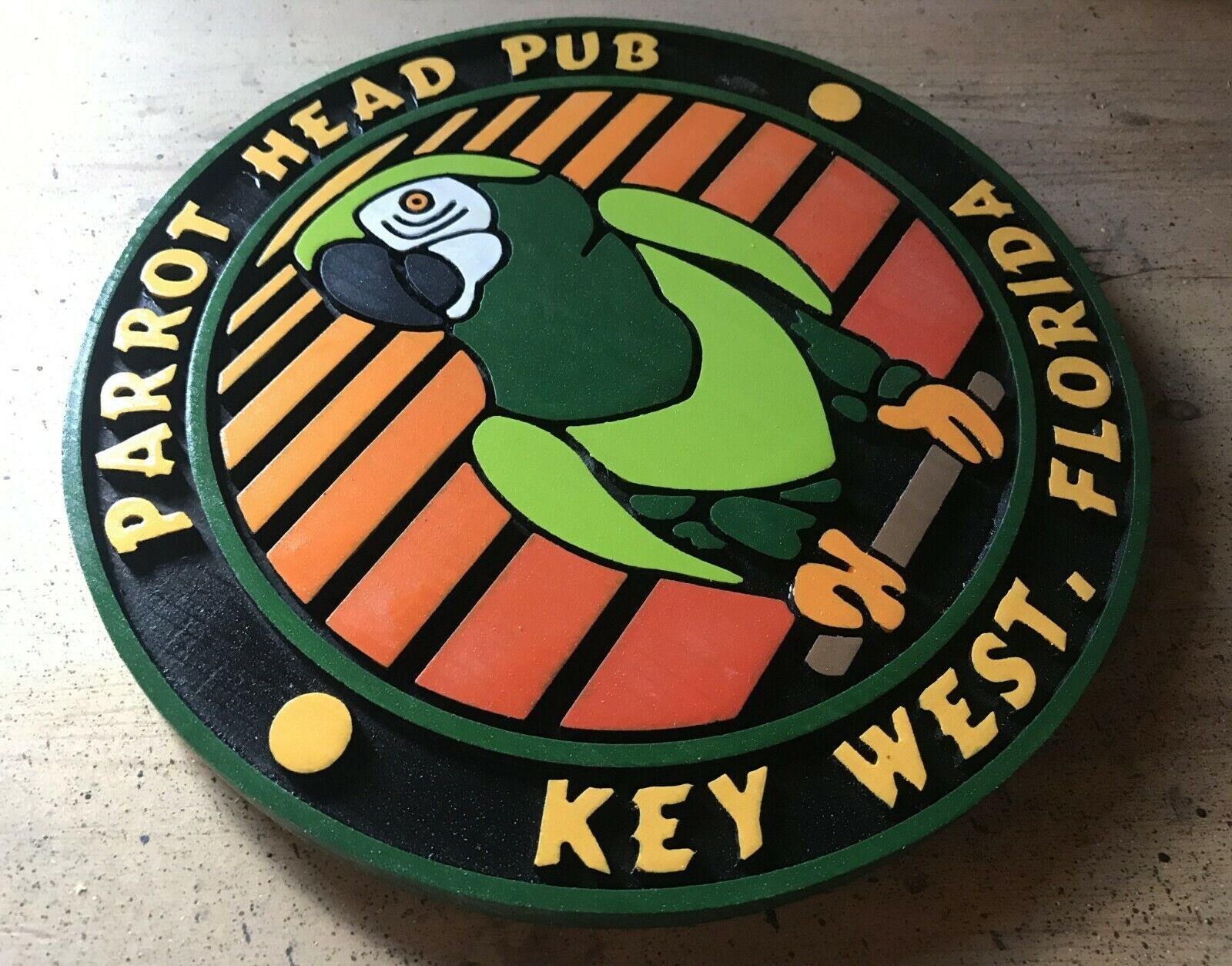 Key West Parrot Head Pub 3D routed carved wood island tiki bar sign Custom