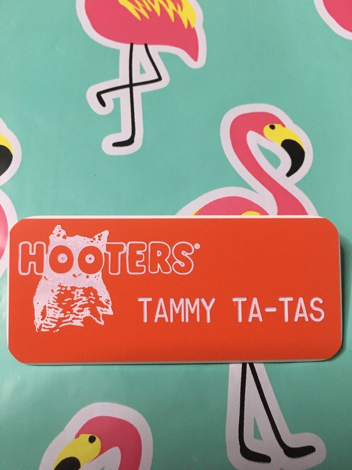 New Hooters Girl Authentic Uniform “Tammy Ta-Tas” Name Tag Halloween Costume