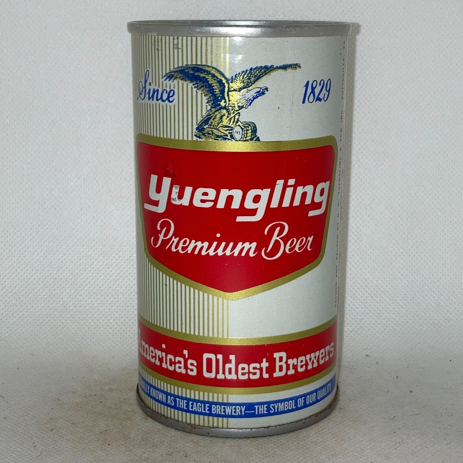 Yuengling beer can, bottom opened