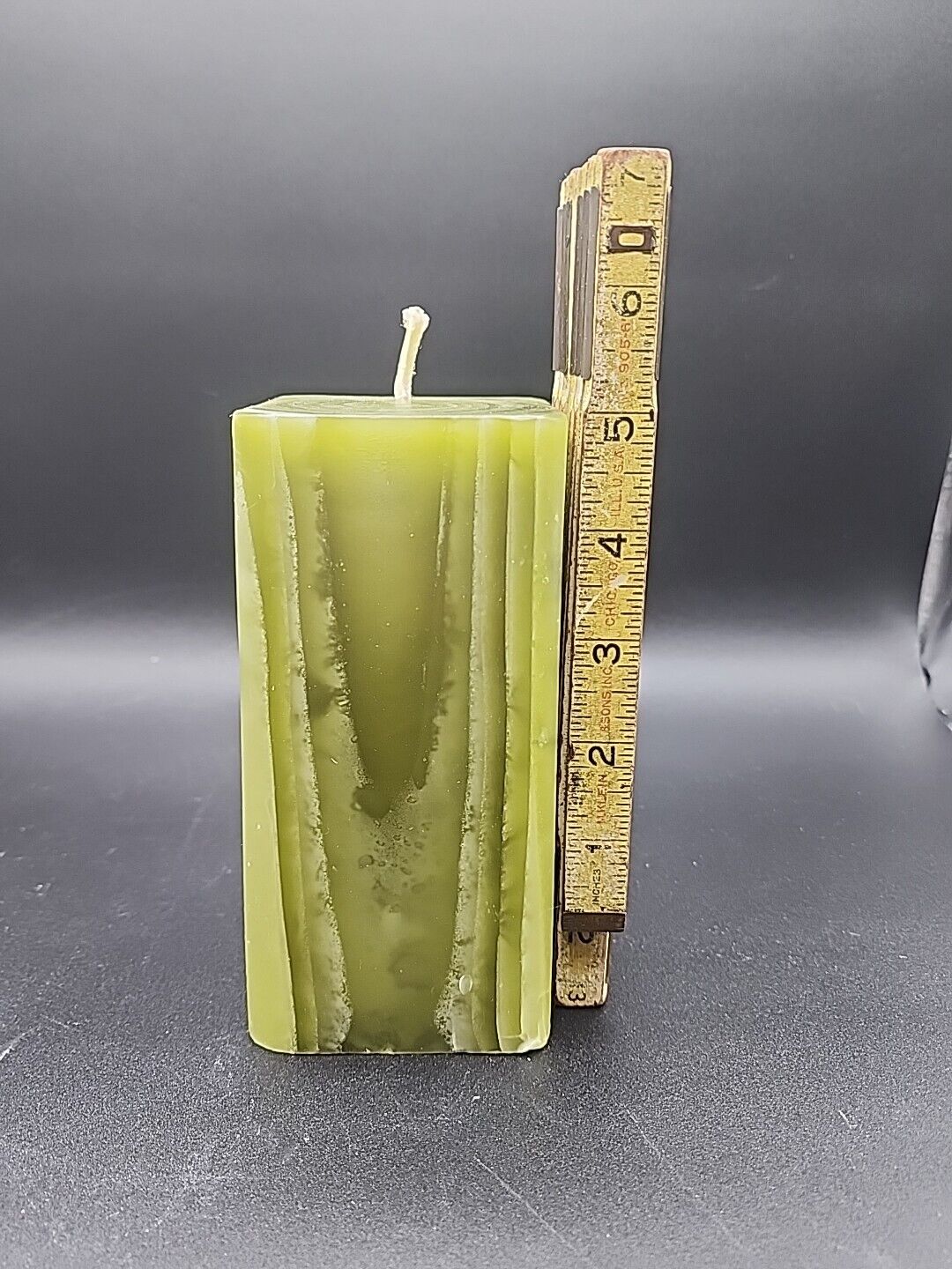 Partylite Lemongrass 3 x 6 Square Pillar Candle. Green Swirl New With Box K13567
