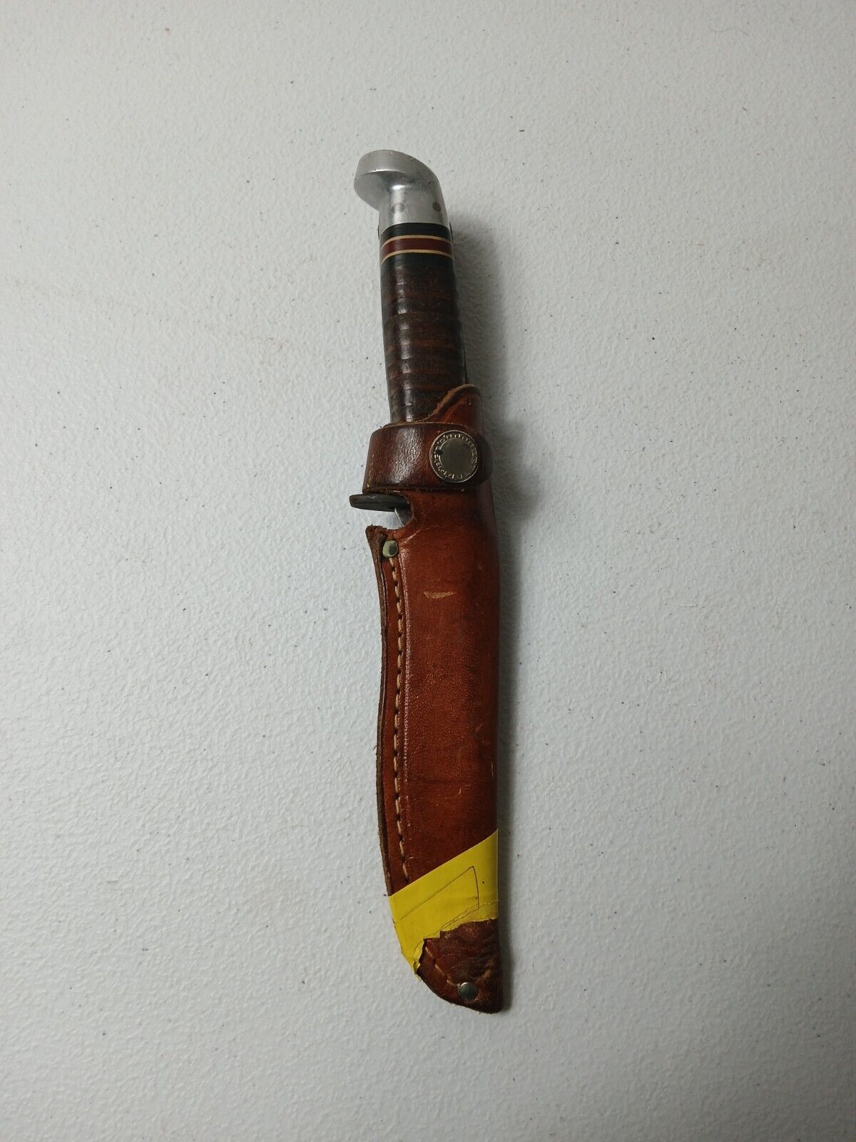 Vintage Western Knife Boulder Colorado Leather Handle Hunting Knife 8”
