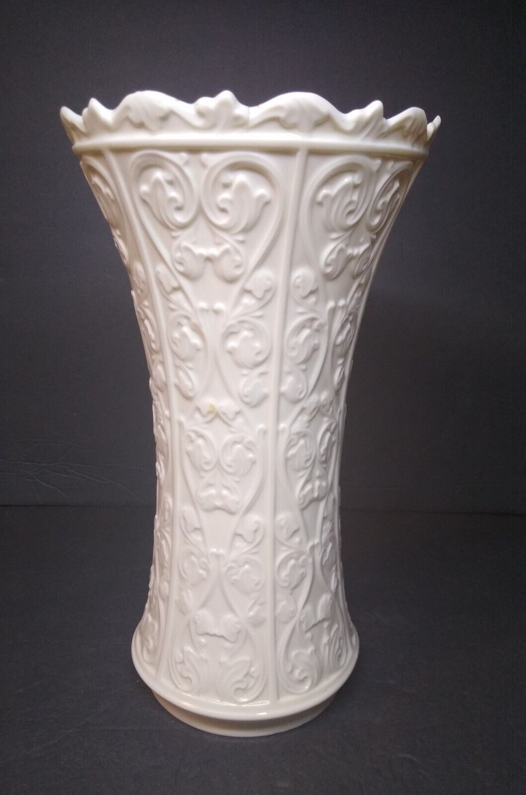 lenox flared embossed textured ivory white vase made in usa