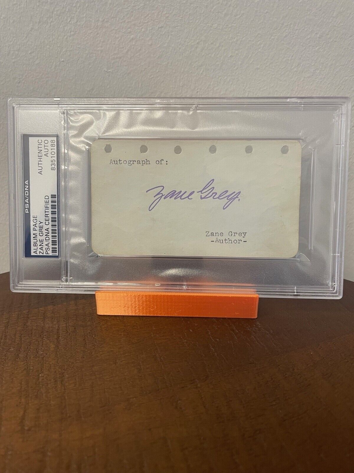 ZANE GREY - SIGNED AUTOGRAPHED ALBUM PAGE - PSA/DNA SLABBED & CERTIFIED