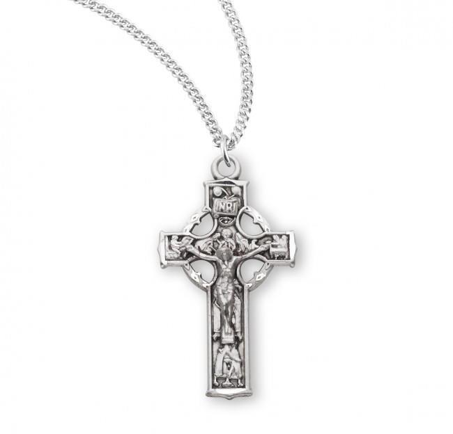 Classic Sterling Silver Celtic Crucifix Size 1.1in x 0.7in