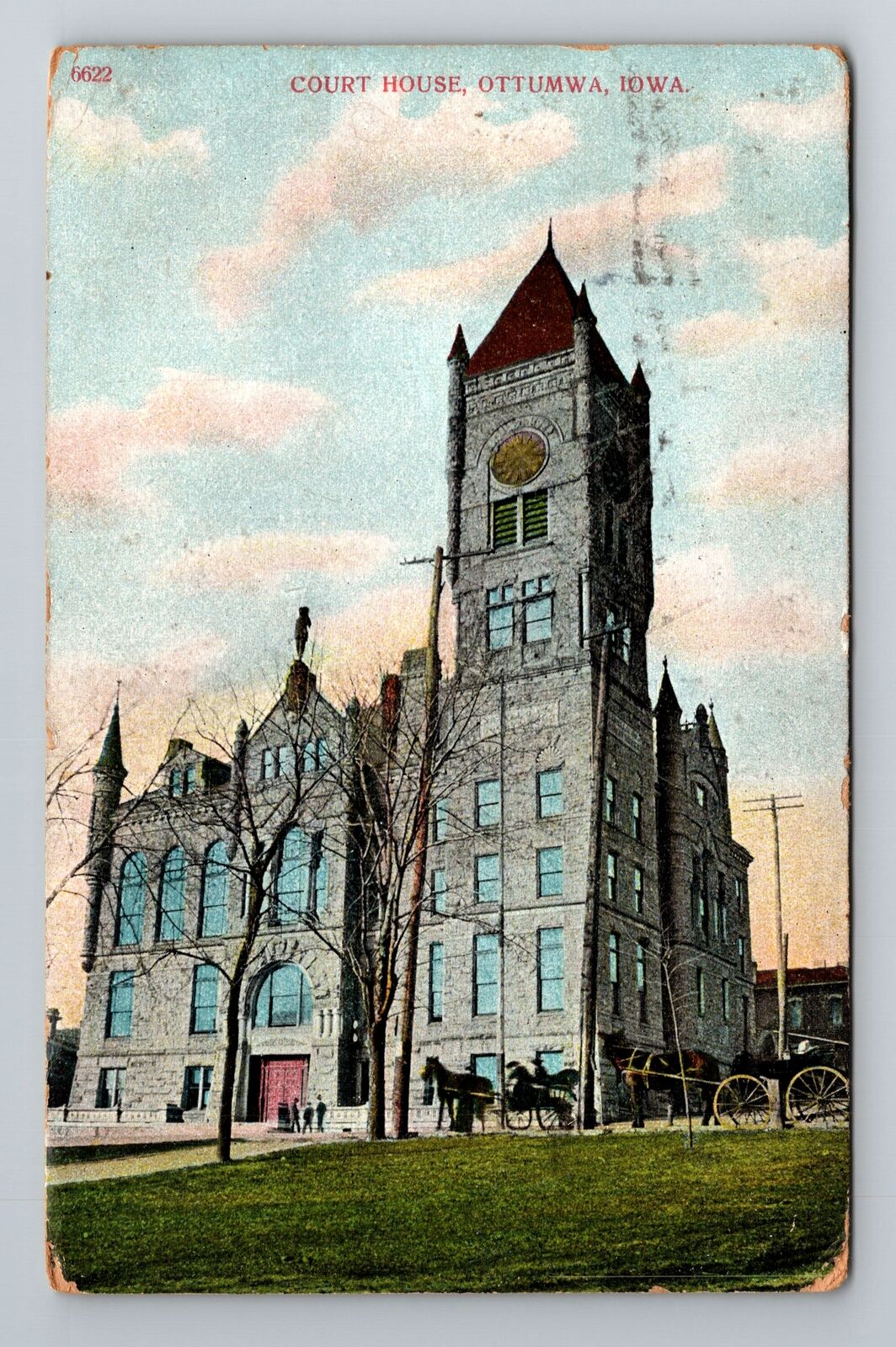 Ottumwa IA-Iowa, Court House, Antique, Vintage c1909 Souvenir Postcard