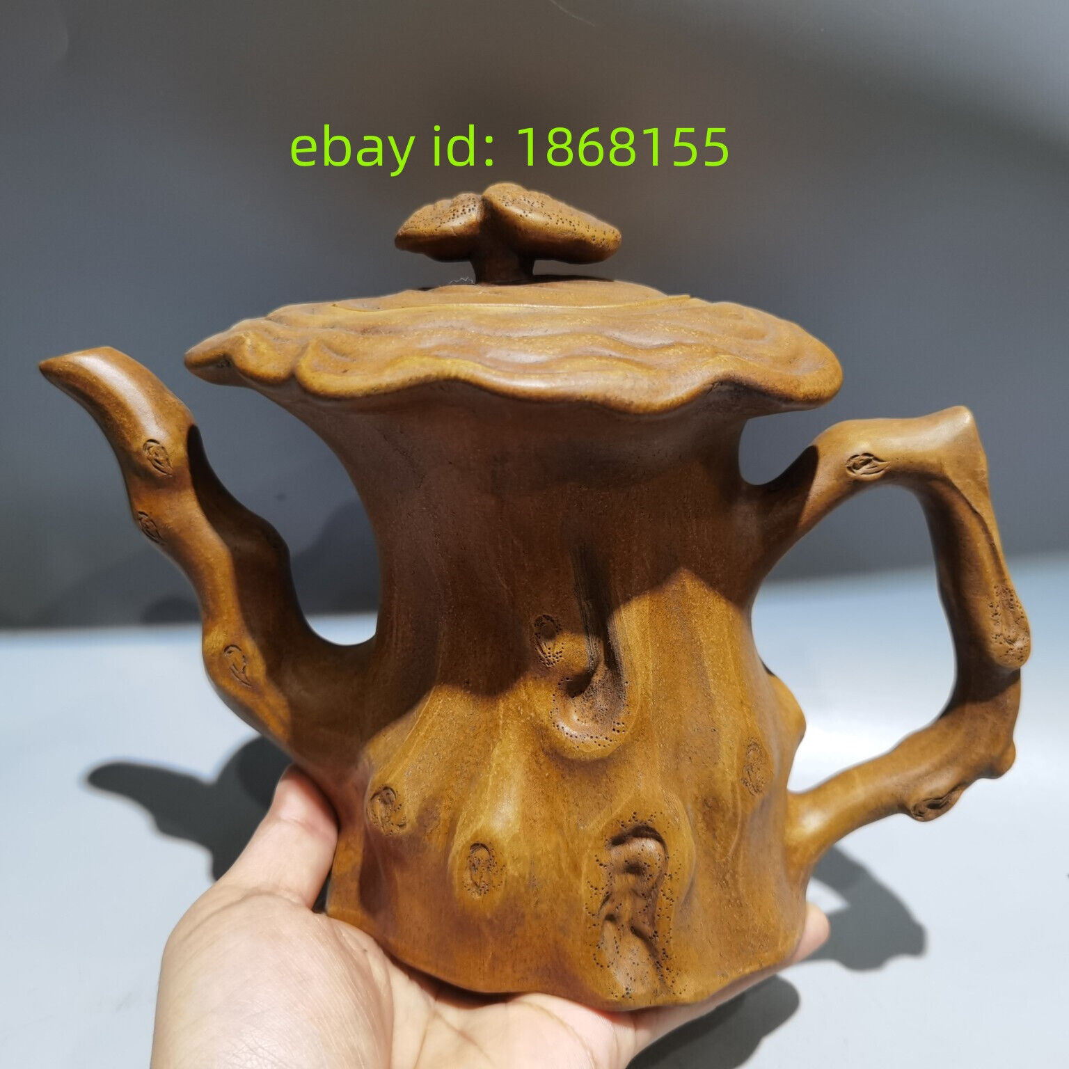 9.5″ Yixing Zisha Clay handmade Ganoderma lucidum Kung Fu Tea Health big Teapot