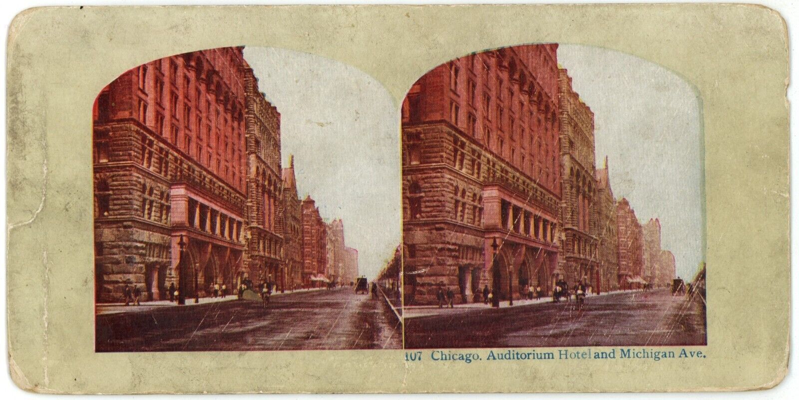 c1900\'s Double Sided Stereoview Auditorium Hotel Chicago & Worlds Fair St. Louis