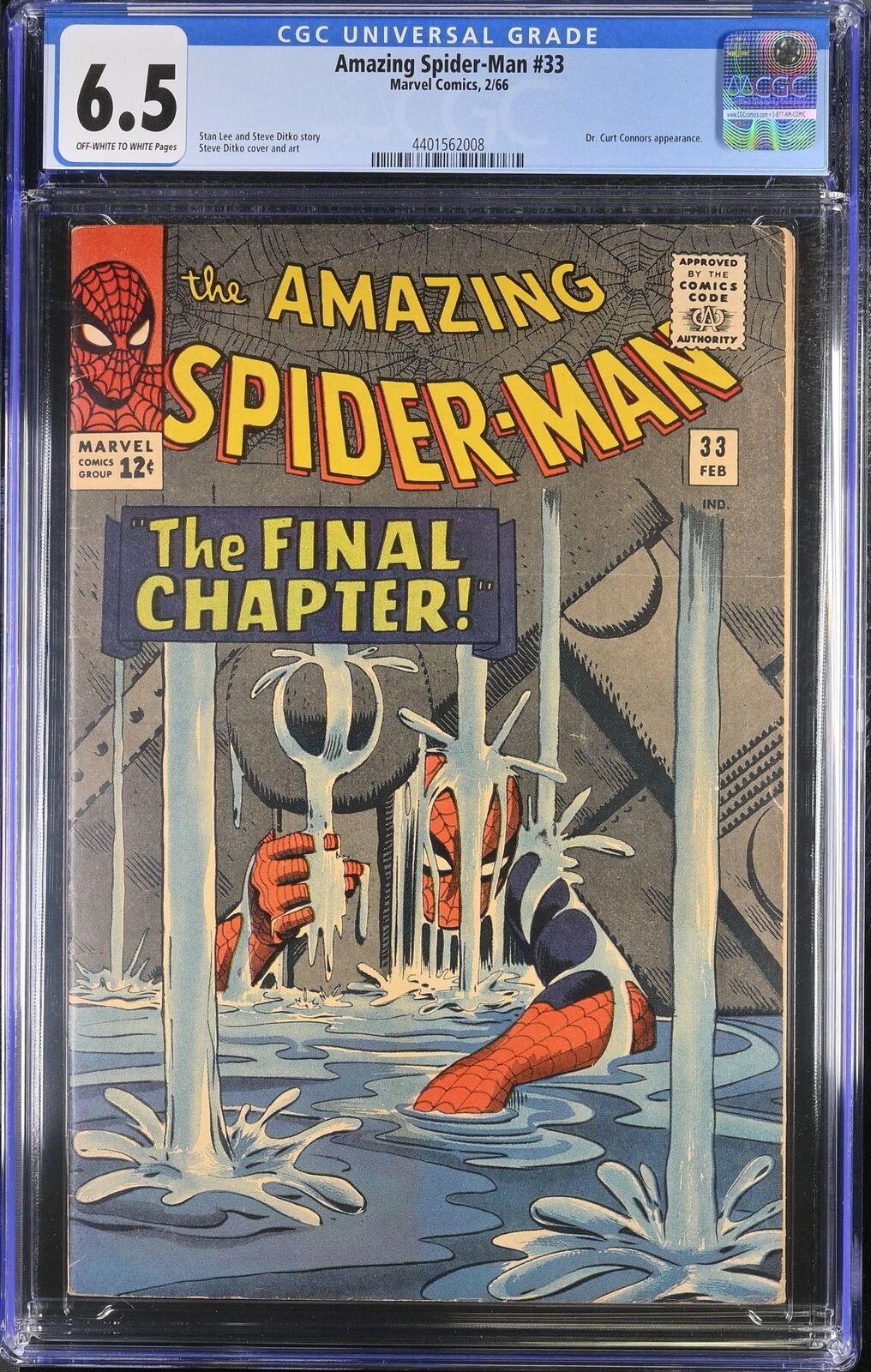 Amazing Spider-Man #33 CGC FN+ 6.5 Classic Cover Stan Lee Ditko Marvel 1966